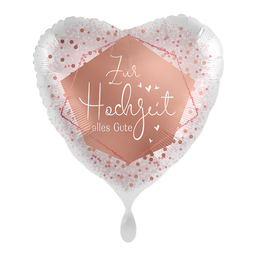 [70354K] Zur Hochzeit alles Gute Herzballon - Heart Ballon Folienballon 43cm