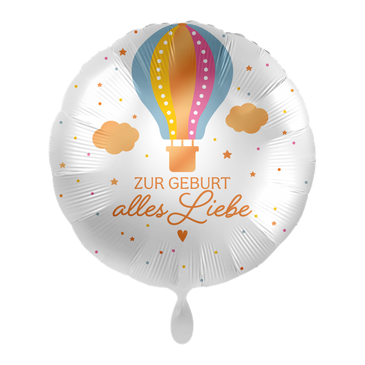 [70163K] Zur Geburt Alles Liebe - Hot Air Balloon Baby Geburt Birthday Ballon Folienballon 43cm