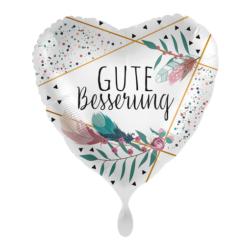 [70851K] Gute Besserung Boho Herzballon - Heart Ballon Folienballon 43cm