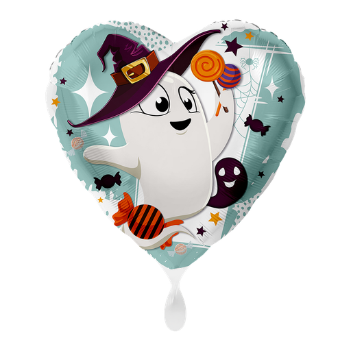 [5008K] Geist Herzballon - Ghost Heart Ballon Folienballon 43cm