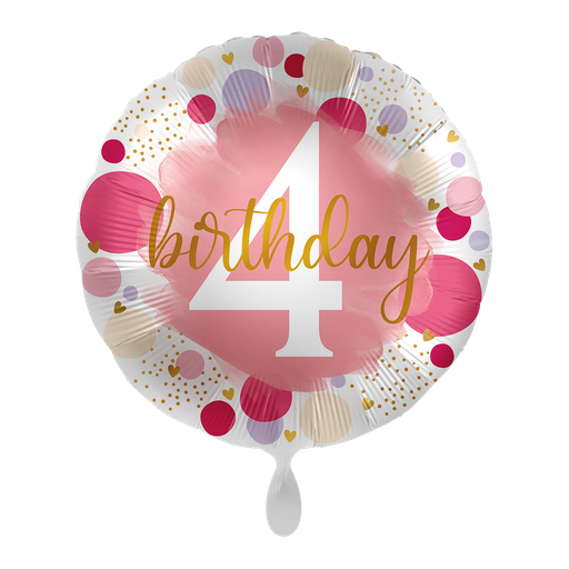 [71023K] 4. Geburtstag Kreise in rosa  - It's sweet to be Four Ballon Folienballon 43cm