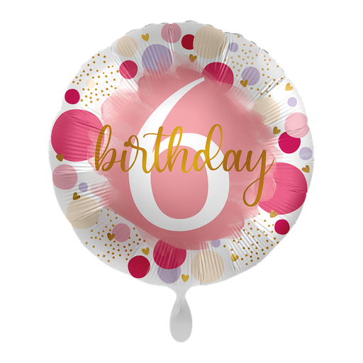 [71025K] 6. Geburtstag Kreise in rosa  - It's sweet to be Six Ballon Folienballon 43cm
