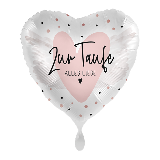 [81096-GER] Zur Taufe Alles Liebe Herzballon - Lovely baptize Ballon Folienballon 43cm