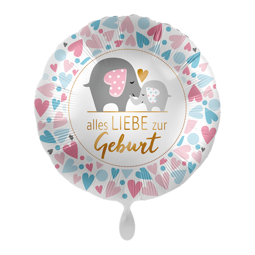 [70161K] Alles Liebe zur Geburt - Baby Loving Elephants Geburt Birthday Ballon Folienballon 43cm