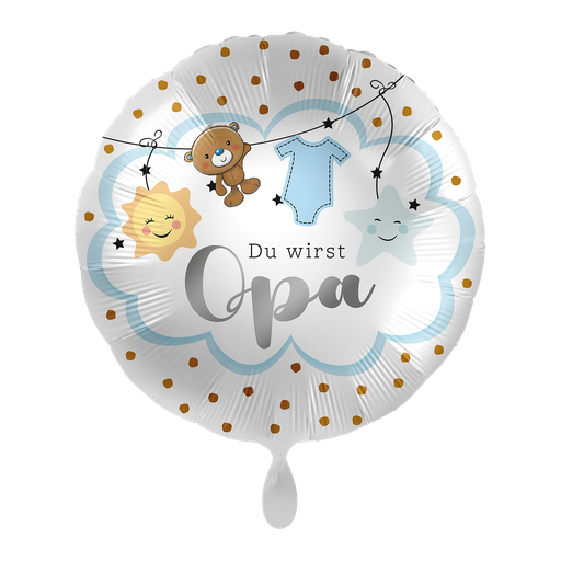 [70155K] Du wirst Opa - Baby Boy is Coming Geburt Birthday Ballon Folienballon 43cm
