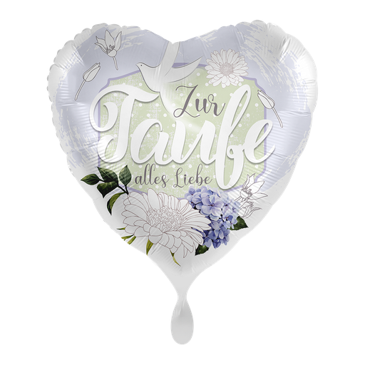 [5400K] Taufe Blüten Herzballon - Ballon Folienballon 43cm