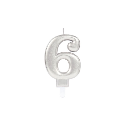[9903694] Zahl 6 Zahlenkerze - Celebrations Silver Happy Birthday Kerze Kuchenkerze