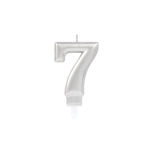 [9903695] Zahl 7 Zahlenkerze - Celebrations Silver Happy Birthday Kerze Kuchenkerze