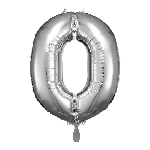 [9913225] Zahlenballon 0 - Ballon XL in Silber - Folienballon 66cm