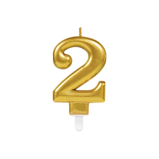 [9901774] Zahl 2 Zahlenkerze - Celebrations Gold Happy Birthday Kerze Kuchenkerze