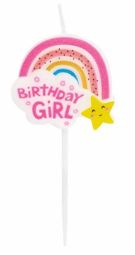 [50099] Regenbogen Birthday Girl rosa - Kuchenkerzen