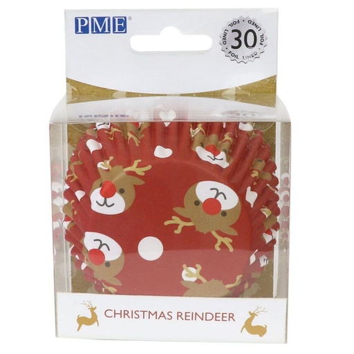 [BC804] PME Cakes 30 Backförmchen - Weihnachten Rentier