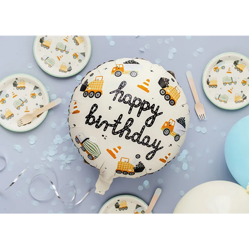 [FB213] Baustelle Bagger - Happy Birthday Fun Ballon Folienballon 43cm