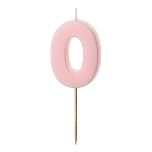 [SCU10-0-081J] Zahl 0 Zahlenkerze - Rosa Happy Birthday Kerze Kuchenkerze