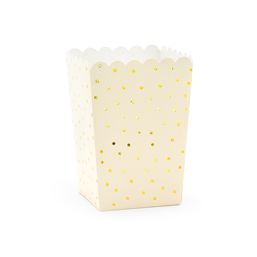 [POP1-075J] 6 Popcornboxen - Hellpfirsich mit goldenen Dots - 7x7x12,5cm