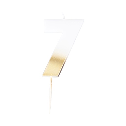 [MIX-223] Zahl 7 Zahlenkerze - Gold Ombre Number Candle Kuchenkerze - Höhe ~ 6cm
