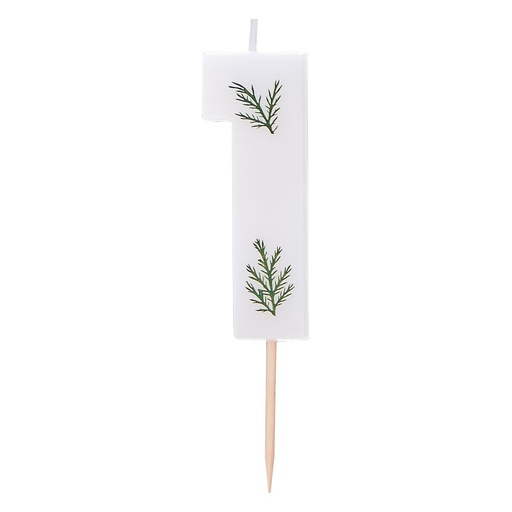 [MIX-576] Zahl 1 Zahlenkerze - Pressed Foliage Candle Kuchenkerze - Höhe ~ 6cm