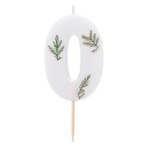 [MIX-575] Zahl 0 Zahlenkerze - Pressed Foliage Candle Kuchenkerze - Höhe ~ 6cm