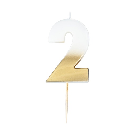 [MIX-218] Zahl 2 Zahlenkerze - Gold Ombre Number Candle Kuchenkerze - Höhe ~ 6cm