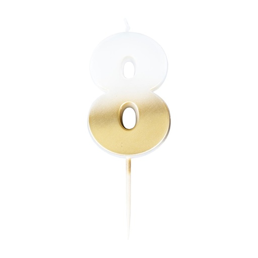 [MIX-224] Zahl 8 Zahlenkerze - Gold Ombre Number Candle Kuchenkerze - Höhe ~ 6cm
