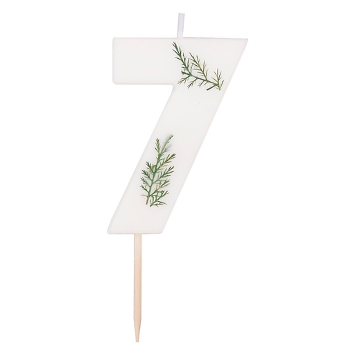 [MIX-582] Zahl 7 Zahlenkerze - Pressed Foliage Candle Kuchenkerze - Höhe ~ 6cm