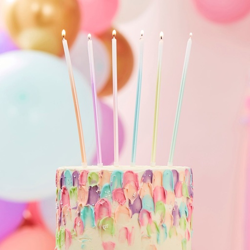 [MIX-210] 12 Kuchenkerzen XL - Pastellfarbene Kerzen - Tall Ombre Cake Candles