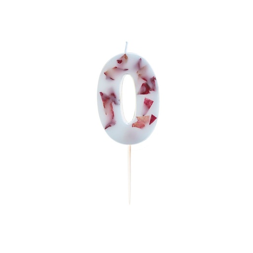 [TEA-625] Zahl 0 Zahlenkerze - Pressed Petals Candle Kuchenkerze - Höhe ~ 6cm