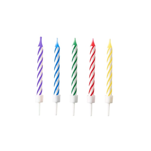 [9904361] 10 Kuchenkerzen mit Halterung - Bright Rainbow Kerzen
