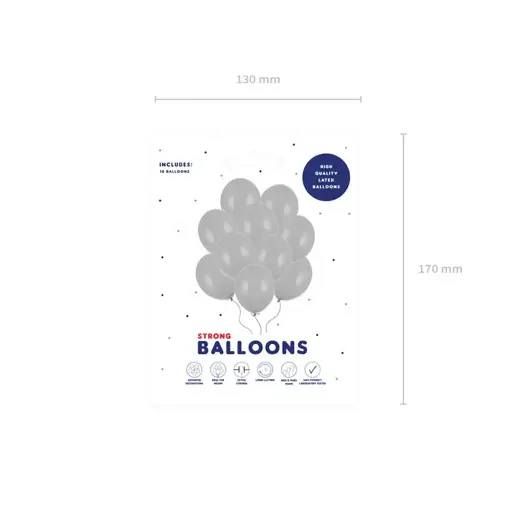 [SB14M-018-10] 10 Luftballons - Ø 30cm - Metallic - Silber