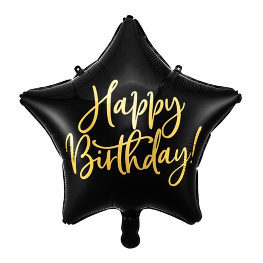 [FB93-010] Geburtstagsstern - Happy Birthday Star - Black Ballon Folienballon Ø 40cm