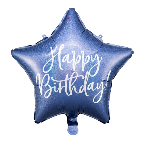 [FB93-074] Geburtstagsstern - Happy Birthday Star - Navy Blue Ballon Folienballon Ø 40cm