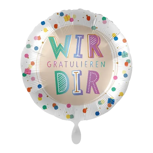 [50152-GER] Alles Gute zum Geburtstag - Polka Dots Birthday Ballon Folienballon 43cm