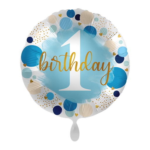 [71026K] 1. Geburtstag Kreise in blau - Lucky One Ballon Folienballon 43cm