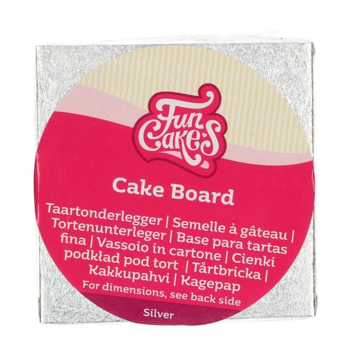 [F80660] FunCakes Tortenplatte / Cakeboard Quadratisch 10x10cm - Silber