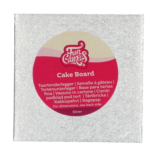 [F80670] FunCakes Tortenplatte / Cakeboard Quadratisch 15x15cm - Silber