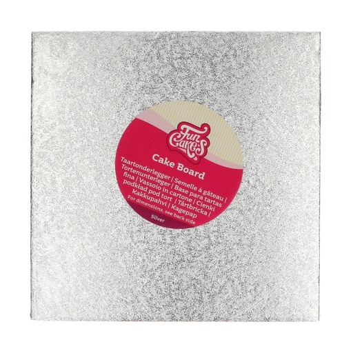 [F80685] FunCakes Tortenplatte / Cakeboard Quadratisch 22,5x22,5cm - Silber