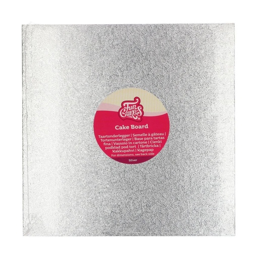 [F80690] FunCakes Tortenplatte / Cakeboard Quadratisch 25x25cm - Silber