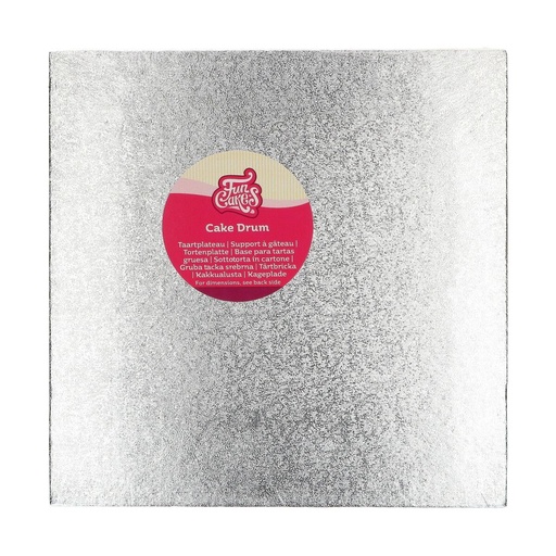 [F80990] FunCakes Tortenplatte / Cakeboard Quadratisch 30,5 x 30,5 cm - Silber