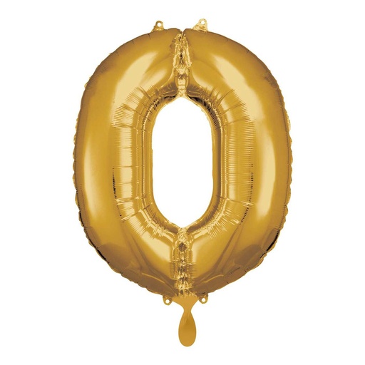 [9913205] Zahlenballon 0 - Ballon XL in Gold - Folienballon - Höhe 66cm