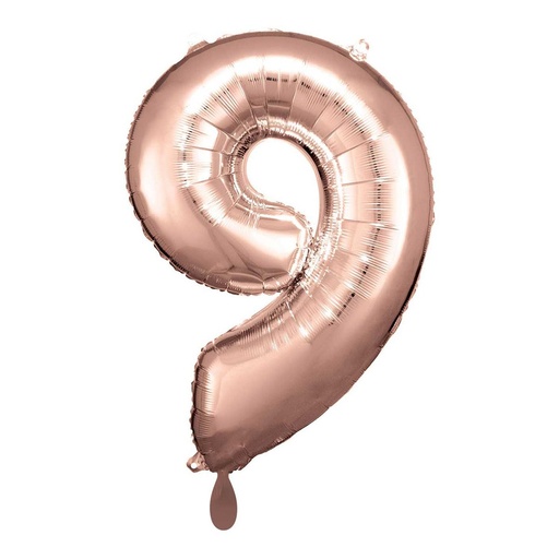 [9913224] Zahlenballon 9 - Ballon XL in Rosegold - Folienballon 66cm