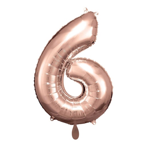 [9913221] Zahlenballon 6 - Ballon XL in Rosegold - Folienballon 66cm