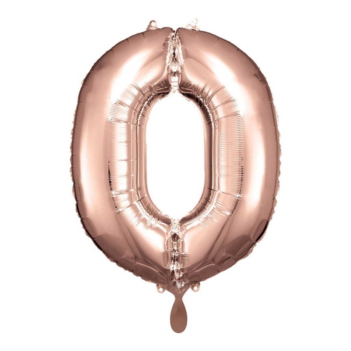 [9913215] Zahlenballon 0 - Ballon XL in Rosegold - Folienballon 66cm