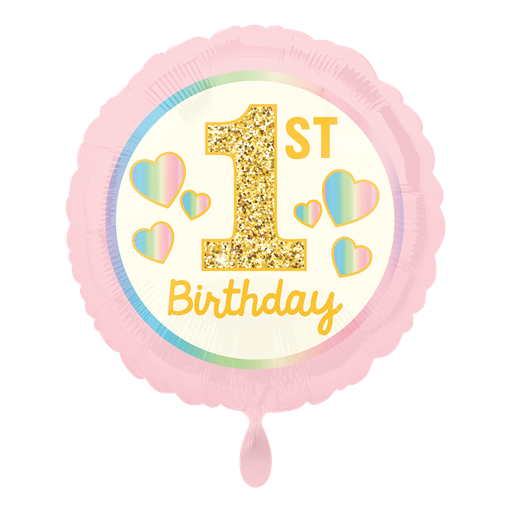 [4036901] 1. Geburtstag - Girl 1st Birthday Pink & Gold Ballon Folienballon Ø 43cm