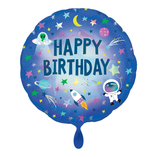 [4131001] Galaxy Geburtstag - Iridescent Happy Birthday Outer Space Ballon Folienballon 45cm