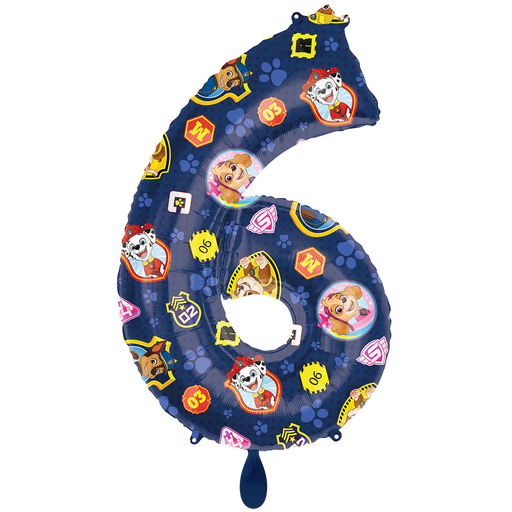 [4214601] Paw Patrol Number 6 - Zahlenballon Ballon XXL Folienballon 86cm