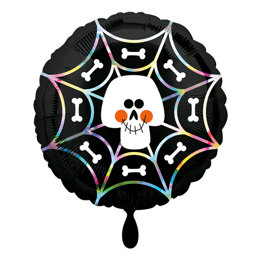 [4196001] Schimmernder Skelett Netz Ballon - Iridescent Skull Web Folienballon 43cm